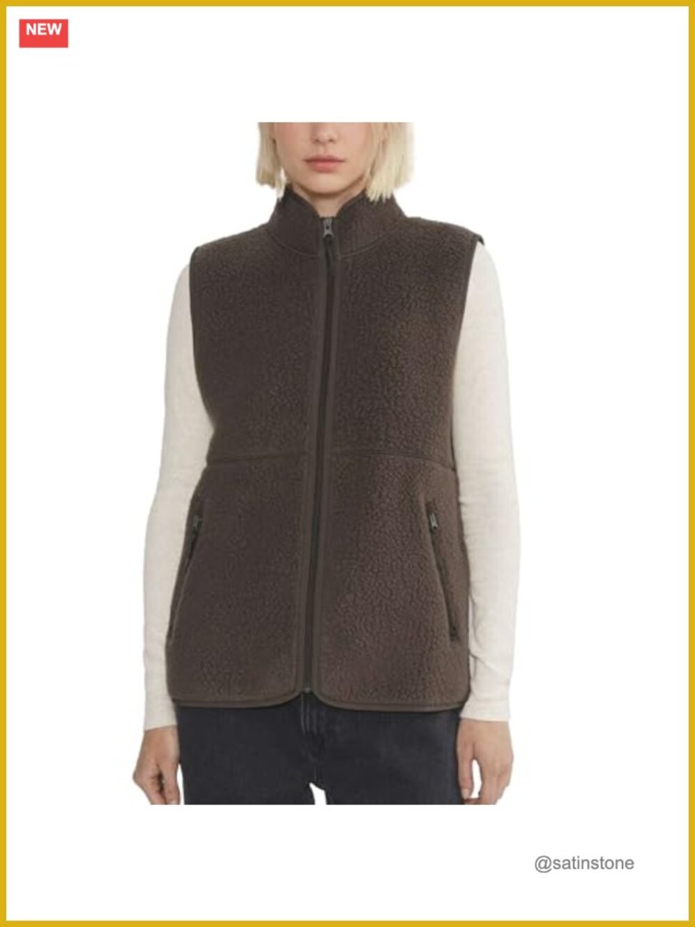 Womens Sherpa Fleece Vest Sleeveless Zip Up Jacket with Pockets Lightweight Warm - Picture 1 of 6